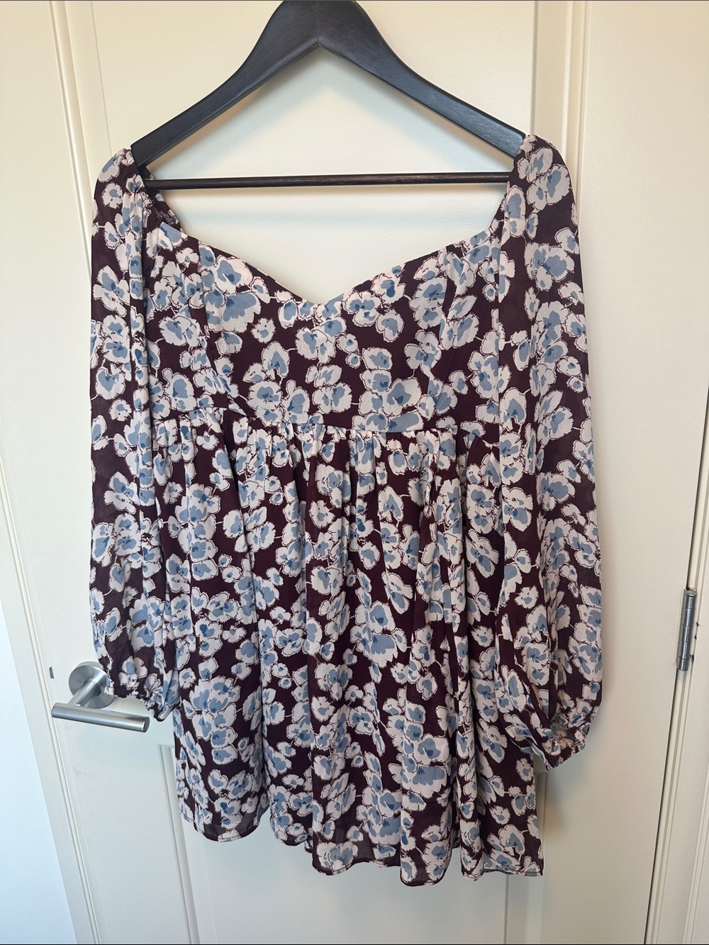 Abercrombie & Fitch Floral Mini Dress in Plum and Light Blue